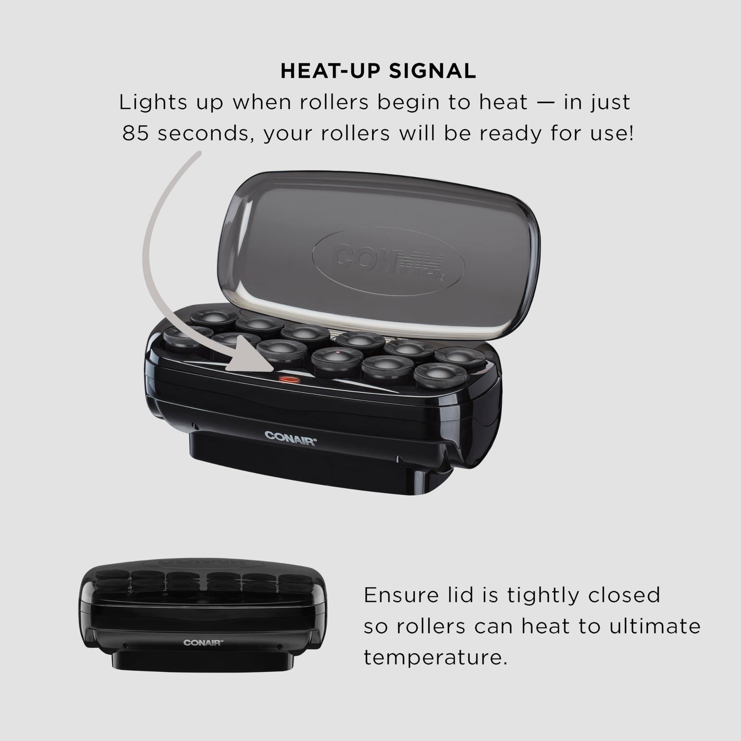 Conair Hot Rollers for Long, Medium & Short Hair, 12 Jumbo 1 ½" Heated Hair Rollers with Clips, Hot Curlers for Women, Volume & Curls, Amazon Exclusive, Black
