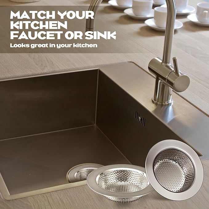 Retisee 2 Pcs Sink Strainer Stainless Steel Kitchen Sink Drain Strainer Basket