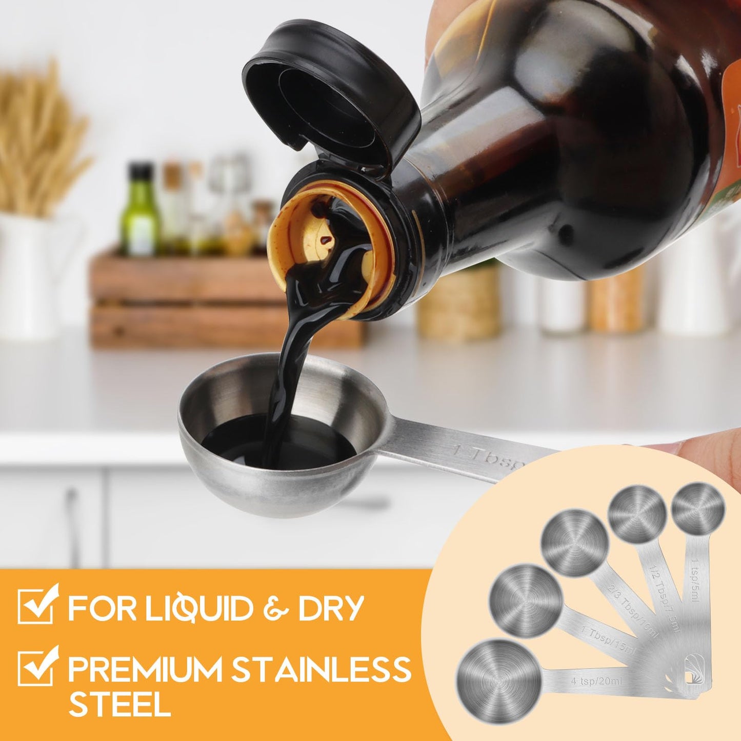 4 PCS 1 Teaspoon(5 mL | 5 cc | 1 Tsp | 1/3 Tablespoon) Stainless Steel Single Measuring Spoon, Easy to Use and Easy to Wash Metal Measuring Spoons Kitchen Gadgets for Cooking & Baking