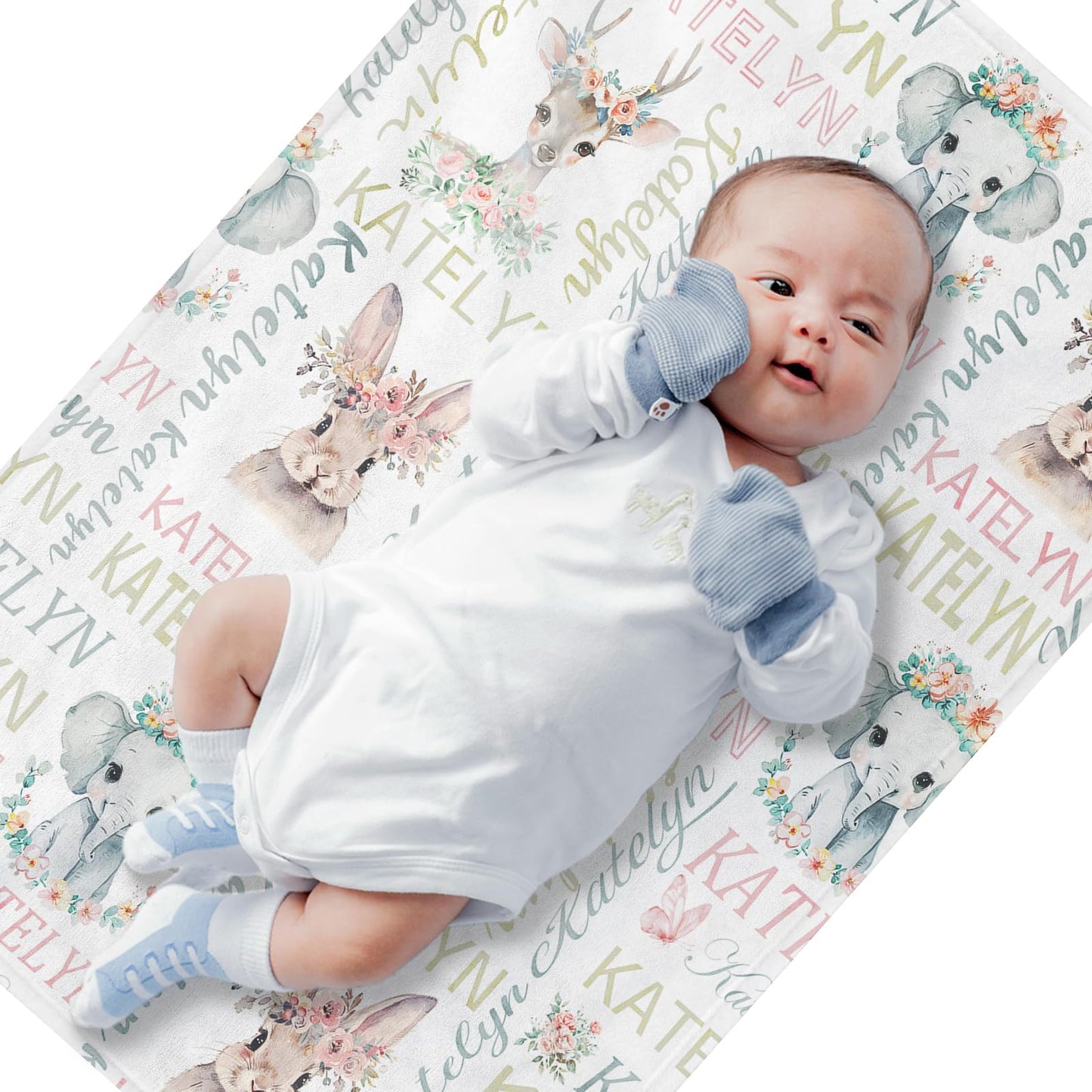 PUREFLY Personalized Baby Blanket - Custom With Name for Girls and Boys, Super Soft Plush Fleece, Personalized Gifts for Newborn