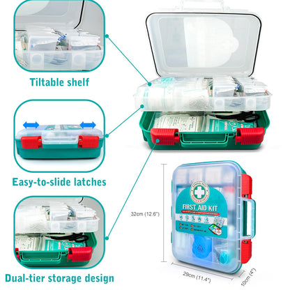 General Medi 420 Pieces Professional First Aid Kit - HardCase First Aid Box - Contains Premium Medical Supplies for Travel, Home, Office, Vehicle, Camping, Workplace & Outdoor