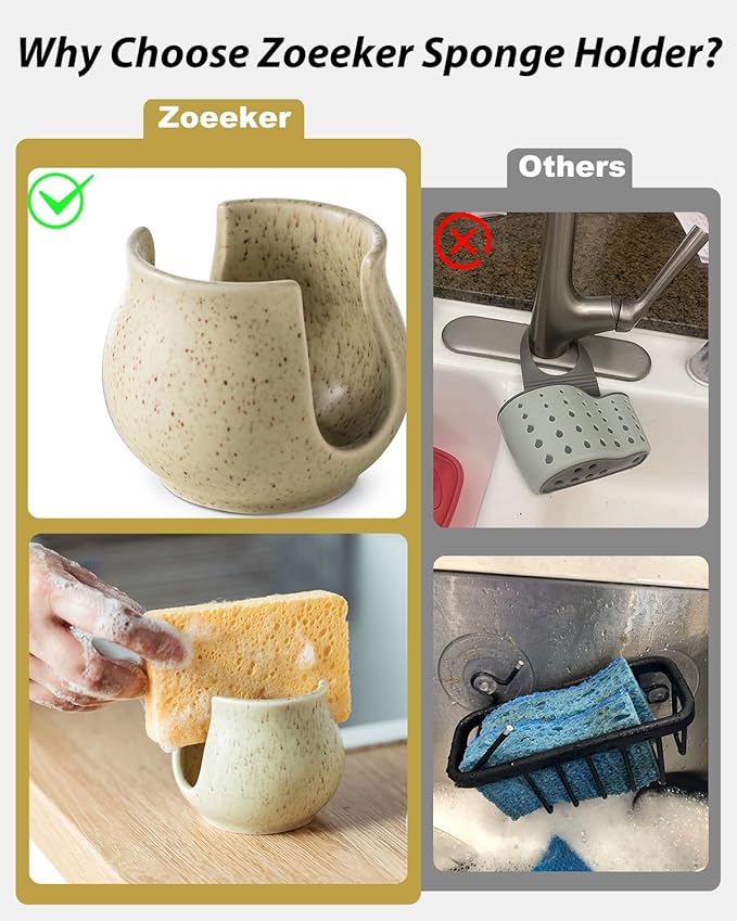 Ceramic Dish Sponge Holder, Sponge Caddy