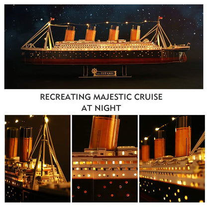 CubicFun LED 3D Puzzle, 88 cm, Titanic Ship Model Toys for Adults and Teens, 266 Pieces