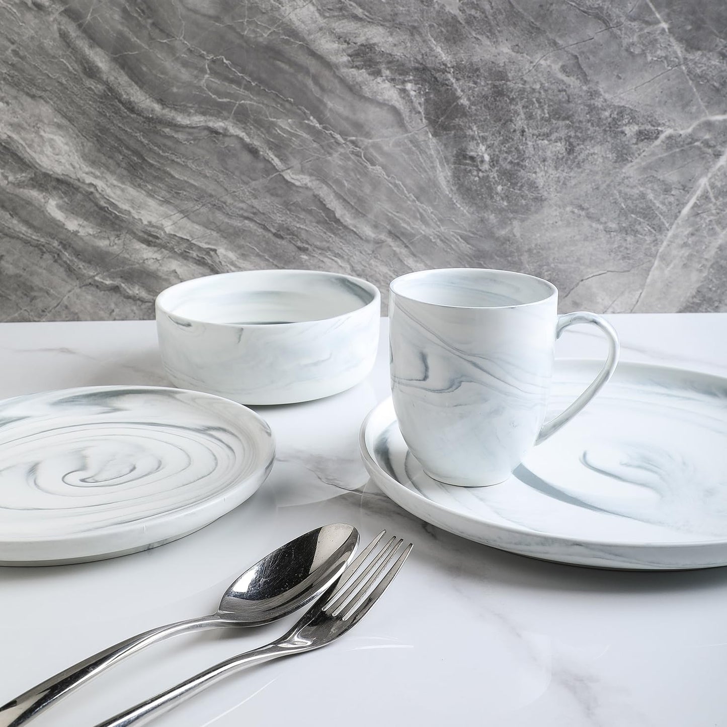 Stone Lain Brighton 16-Piece Dinnerware Set Porcelain, Gray