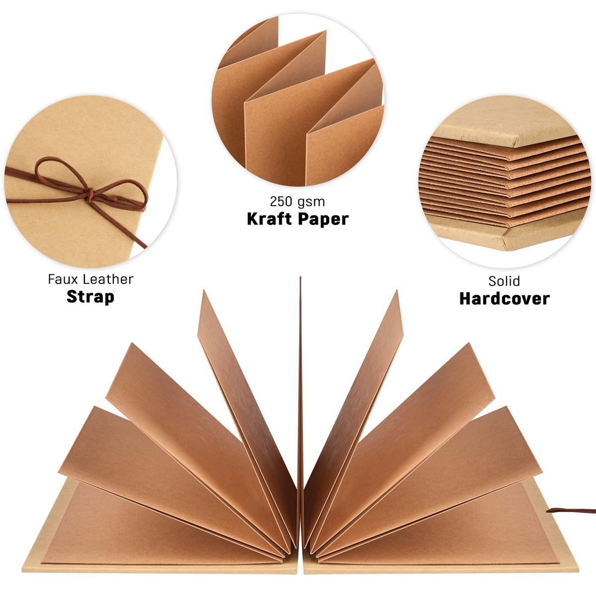Mauproy 6 x 8 Inch Small Scrapbook Album with Brown Pages, Stretchable Folding Photo Album with DIY Accessories Kit, Hardcover Memory Book Accordion Adventure Scrapbook