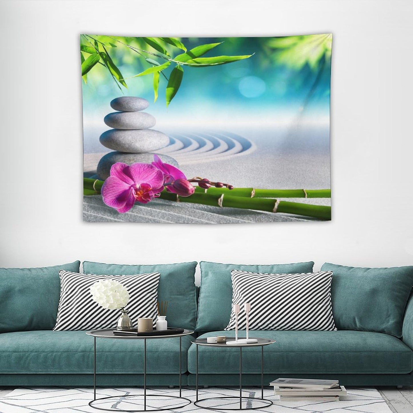 ZhiRain Spa Tapestry Wall Hanging Sand Orchid and Massage Stones Garden Yoga Zen Tapestries Home Decor for Living Room Bedroom Apartment Farmhouse Dorm 30"x40"