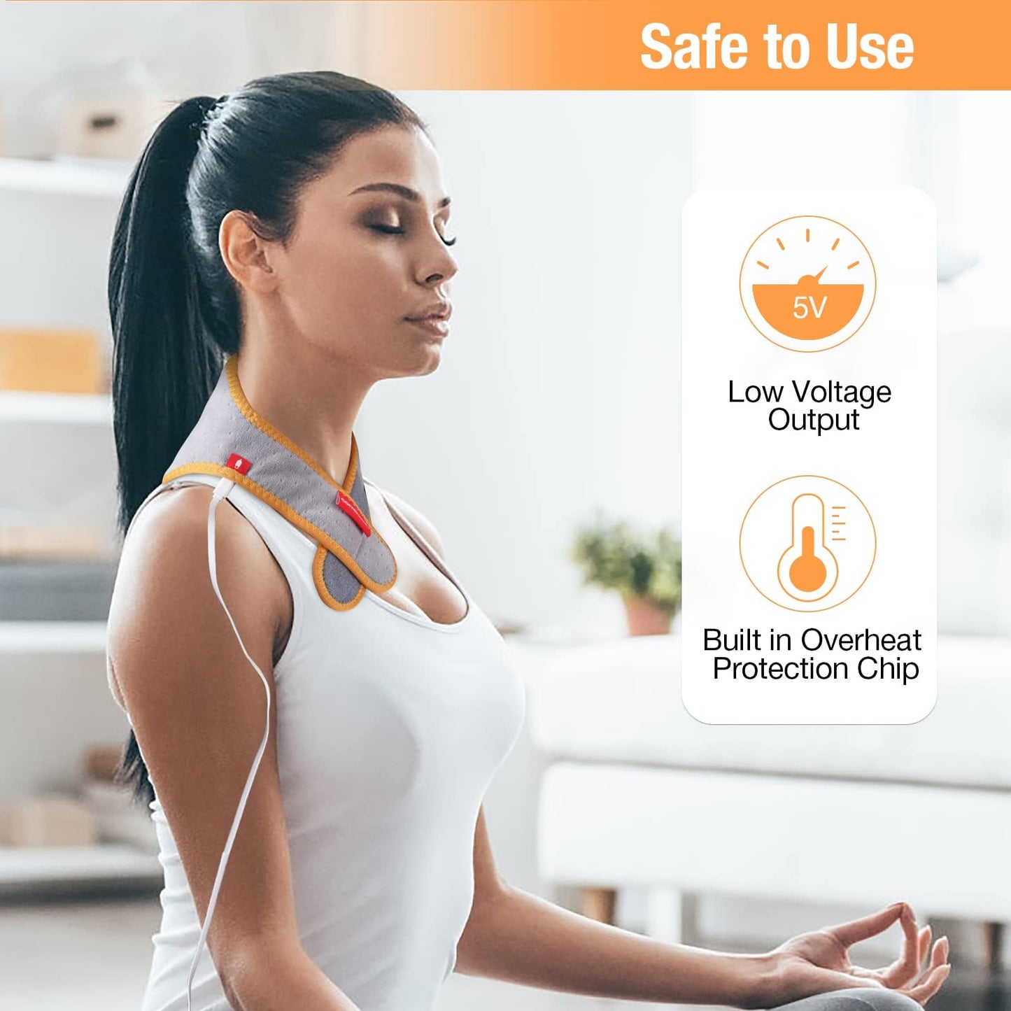 Portable Neck Heating Pad with Vibration Massage for Pain Relief, Rechargeable Heated Neck Wrap for Soreness Stiffness, 3 Heat Levels & Vibrations, Auto-Off, 3000mAh Battery Included