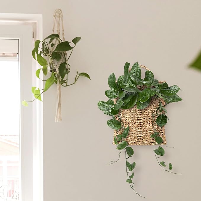 Woven Hanging Seagrass Baskets, Hanging Wall Wicker Basket, Handmade Organizer