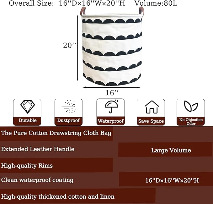 Waterproof Laundry Hamper Collapsible Laundry Basket Leather Handle Laundry Bag