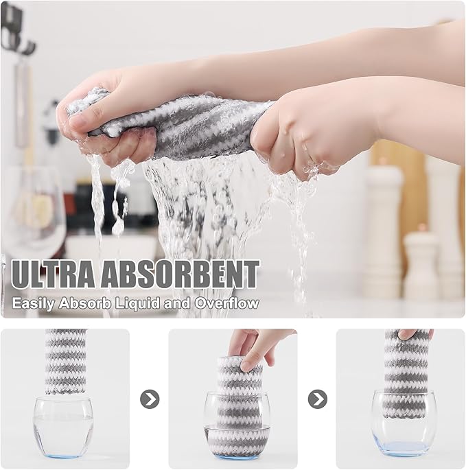 Homaxy Kitchen Towels, Ultra Soft and Absorbent Dish Towels, Reusable Fast