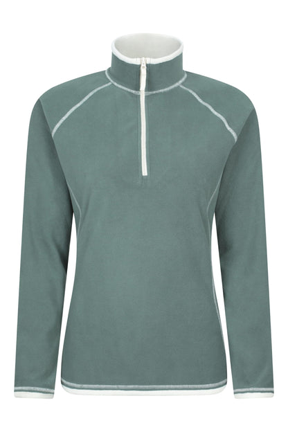 Mountain Warehouse Montana Womens Microfleece - Breathable Ladies Sweater, Quick Drying Pullover, Warm Fleece Jacket, Half Zip - For Spring Summer, Travelling, Outdoors Dark Green Women's Size 16