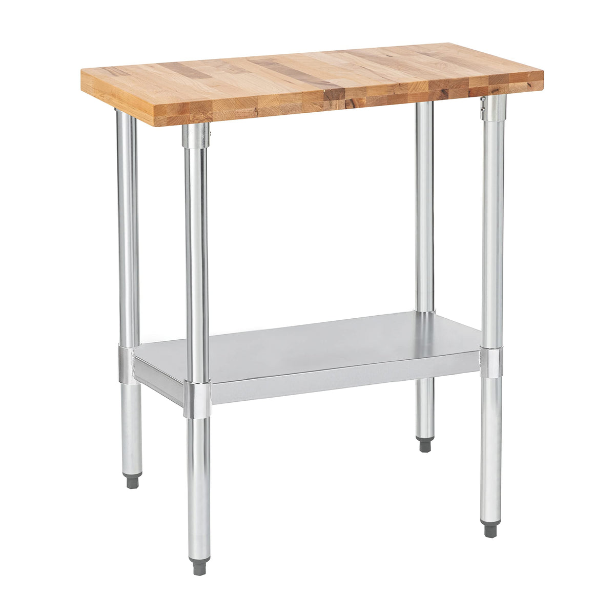 DuraSteel US Maple Top Work Table - 30 x 12 x 35 Inch Commercial Butcher Block Wooden Workbench with Adjustable Lower Shelf - Fits Restaurant, Warehouse, Home, Kitchen, Garage