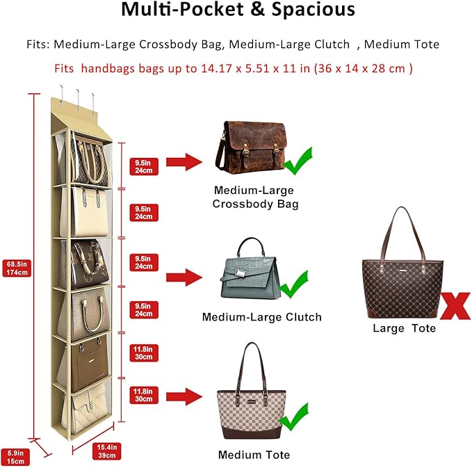 Lirex Over The Door Purse Organizer & Purse Shelf