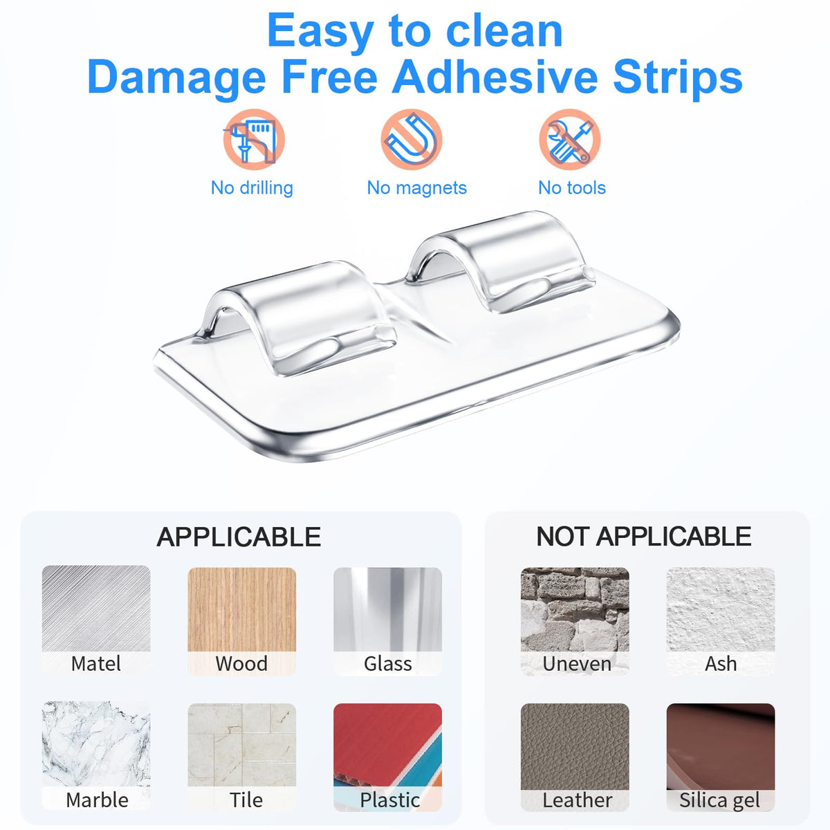 Hetyue Hooks for Outdoor String Lights Clips: 26Pcs Heavy Duty Light Hook with Waterproof Adhesive Strips - Outside Clear Cord Holders for Hanging Christmas Lighting - Outdoors Sticky Clip