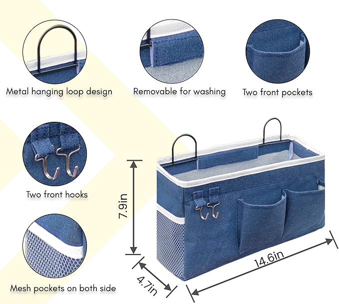 3pcs Large Wall Hanging Organizer Bag, Linen Fabric Door Hanging Storage Baskets