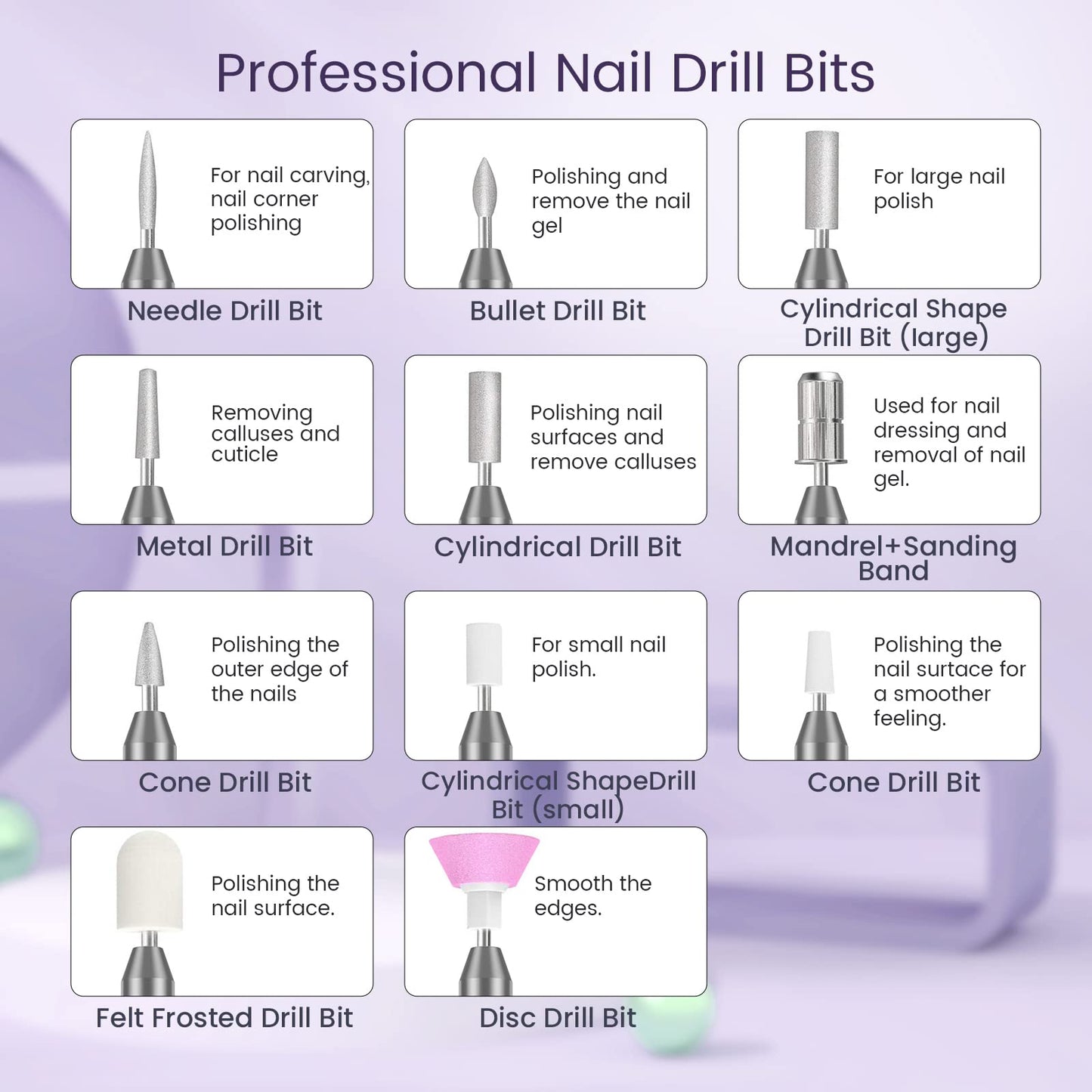 Electric Nail Files, Cordless Nail Drill Rechargeable, 5 Adjustable Speed E File, Professional Electric Nail Drill for Acrylic Nails with 20000 RPM, Portable Manicure Pedicure Kit Gifts for Women Mum
