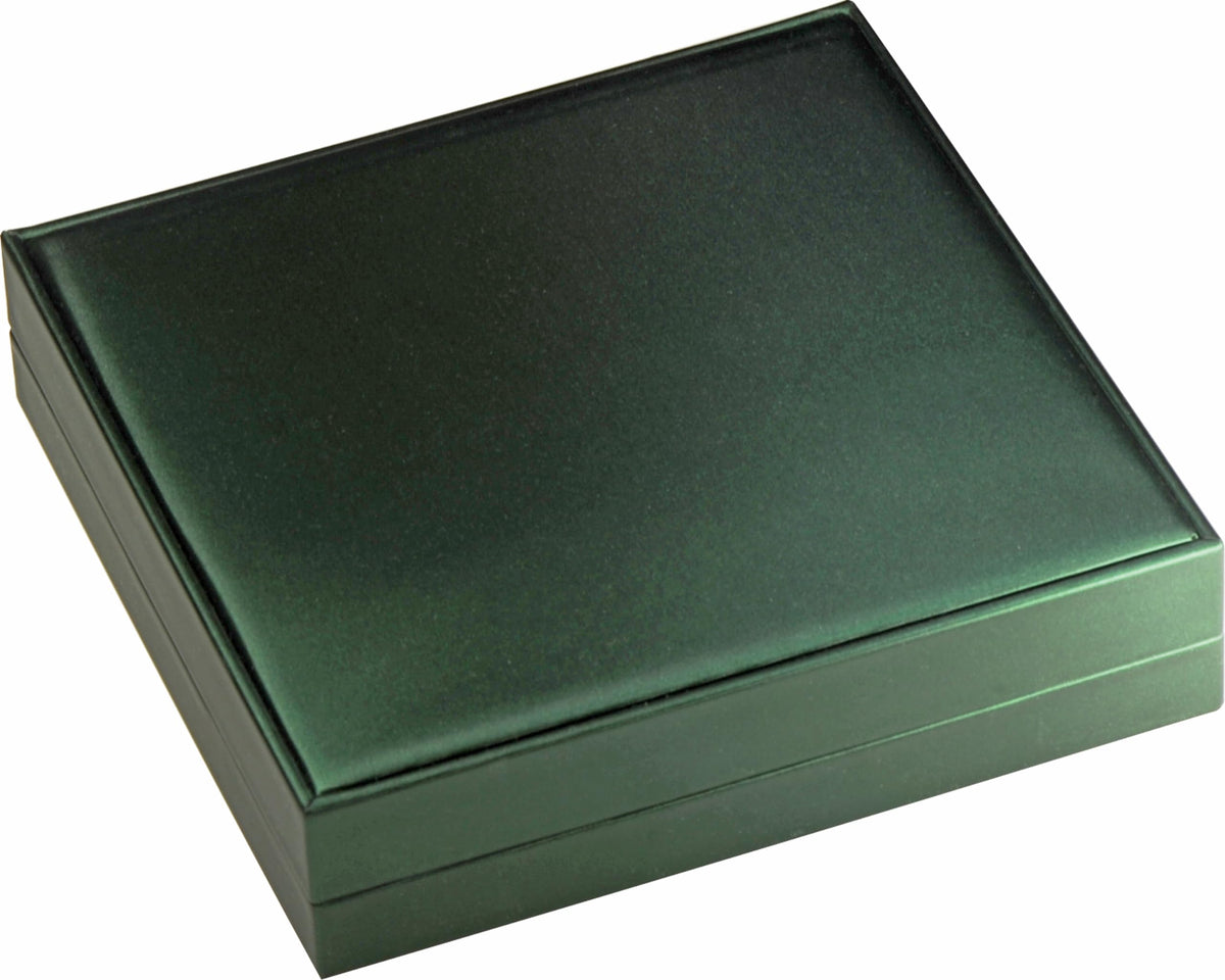 The Jewellery Pak Green Color Extra Large Necklace Ring Earrings Bracelet Sets Gift Box Luxury Soft Touch PU Leather Material Big Necklace Storage Box Size 7.5"(W)*7.5〞(D)*1.57〞(H)
