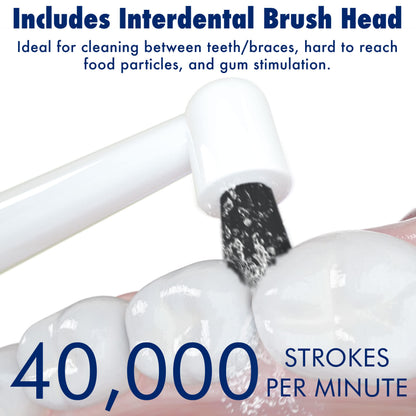 Sonic-FX Solo Electric Toothbrush - 3 Brushing Modes - with Intelligent Auto-Timer, Includes 2 Tooth Brush Heads, and 1 Interdental Head, Rechargeable, Electronic Charging/Storage Base (Black)