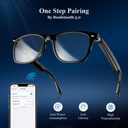 Blackview Smart Glasses, 5.3 Bluetooth Sunglasses with Open Ear Speaker, Voice Assistant Compatible, Blue Light Blocking Lens