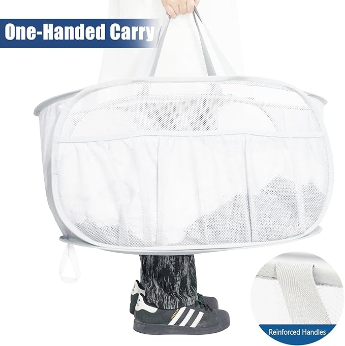 2 Pack Collapsible Laundry Baskets, Upgrade Pop Up Laundry Hamper