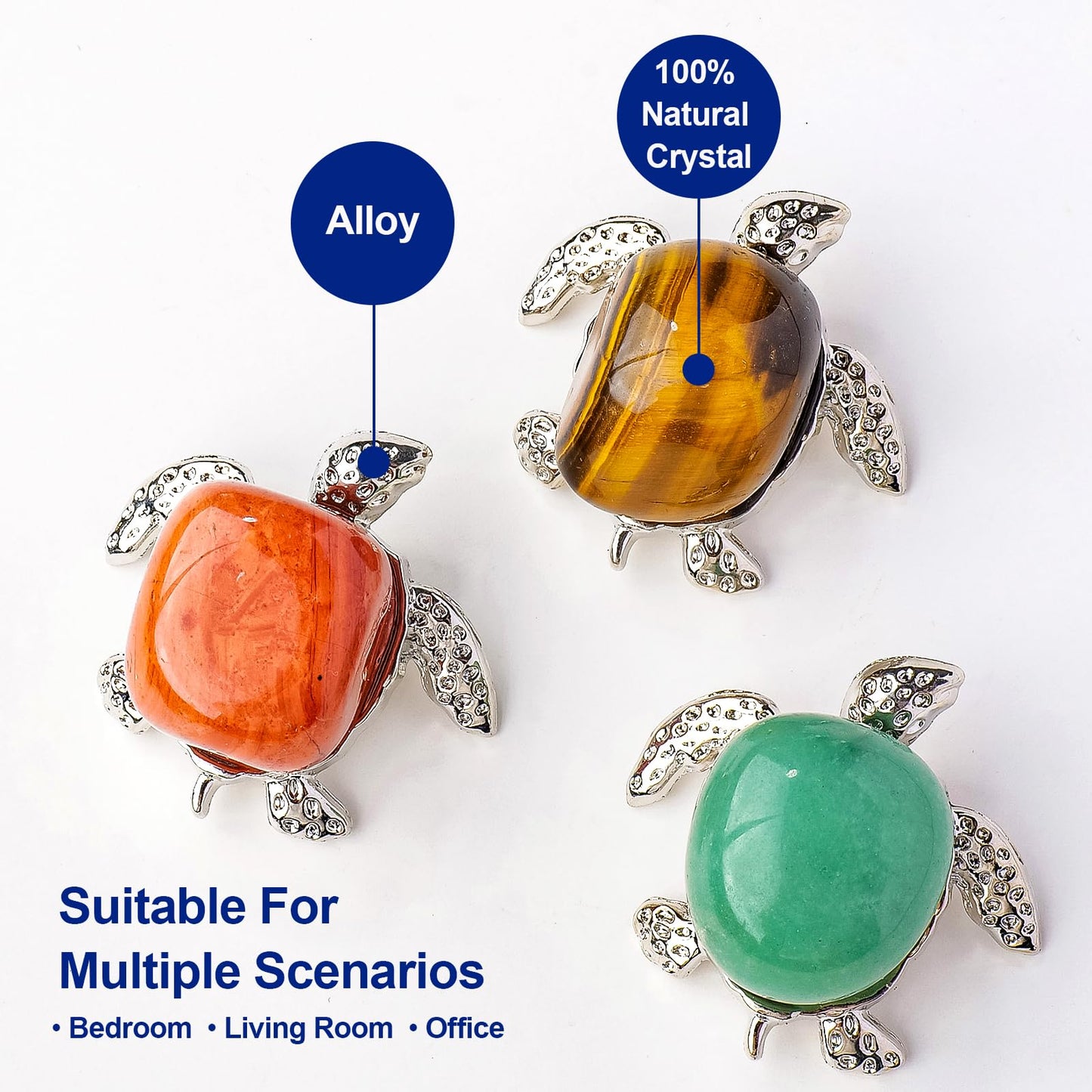 Apengshi 8 PCS for Teens Crystal Figurines Turtle Natural Animal Figurines Sea Animal Jade Gemstone Carving Handmade Tabletop Ornament (8-PCS-Rolling-Turtle)