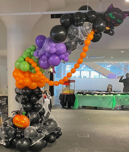 Halloween Balloon Arch Garland Kit, 124pcs Black Purple Orange Green Latex Balloons Arch for Birthday, Halloween Decorations