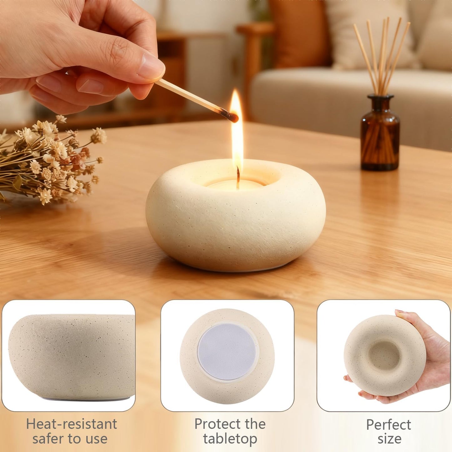 Tea Light Candle Holders Candle Holder Larger Ceramic Boho Votive