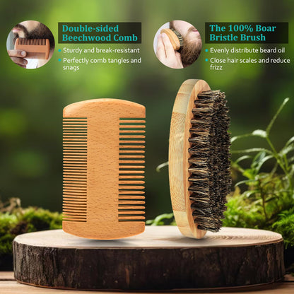 Valentines Day Gifts for Him - Beard Kit w/Beard Oil & Balm, Beard Brush & Comb, Beard Wash/Shampoo for Men's Self-care, Anniversary | Birthday Gifts for Men Husband Boyfriend Dad Son Friend Brother