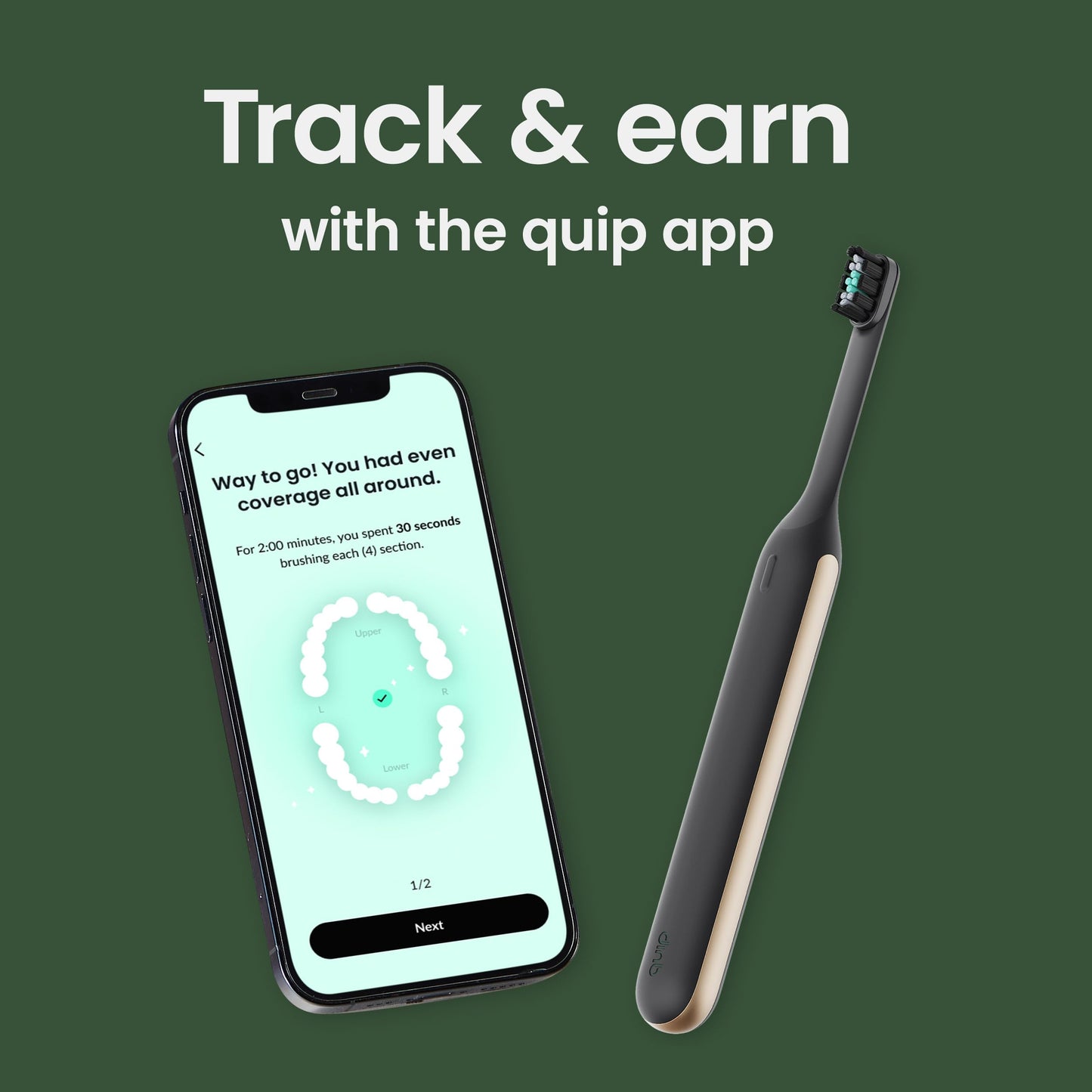 Quip Ultra Next Generation Smart Toothbrush - Timed Electric Toothbrush with Case - Replaceable Brush Head, Soft Bristles, Silicone Handle, 30-Day Battery Life - Travel Toothbrush - Dusk