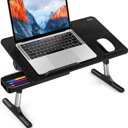 Besign LT05 Adjustable Laptop Table, Lap Desk, Portable Standing Bed Desk, Foldable Sofa Breakfast Tray, Notebook Computer Stand for Reading and Writing, Medium Size, Black