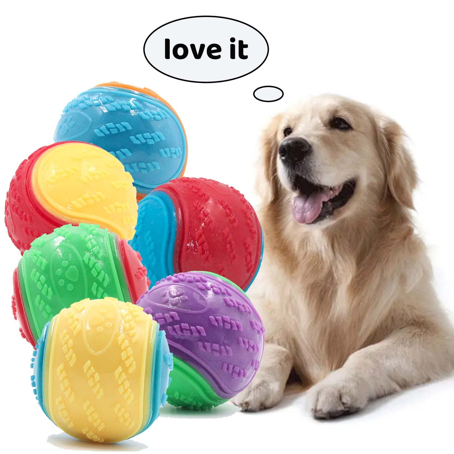 6Pcs Squeaky Dog Ball, Dog Toys Teeth Cleaning Puppy Chew Toys Pet Training Ball Dogs Interactive Dogs Balls