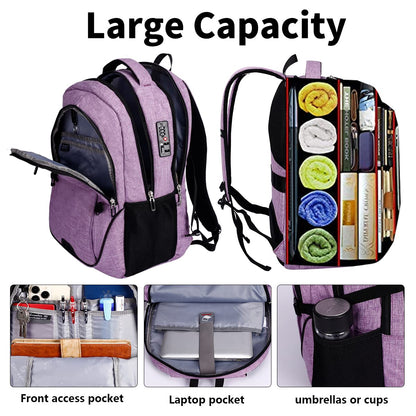 SHRRADOO Anti Theft Laptop Backpack Travel Backpacks with usb Charging Port for Women Men, Purple, L, Travel Laptop Backpack
