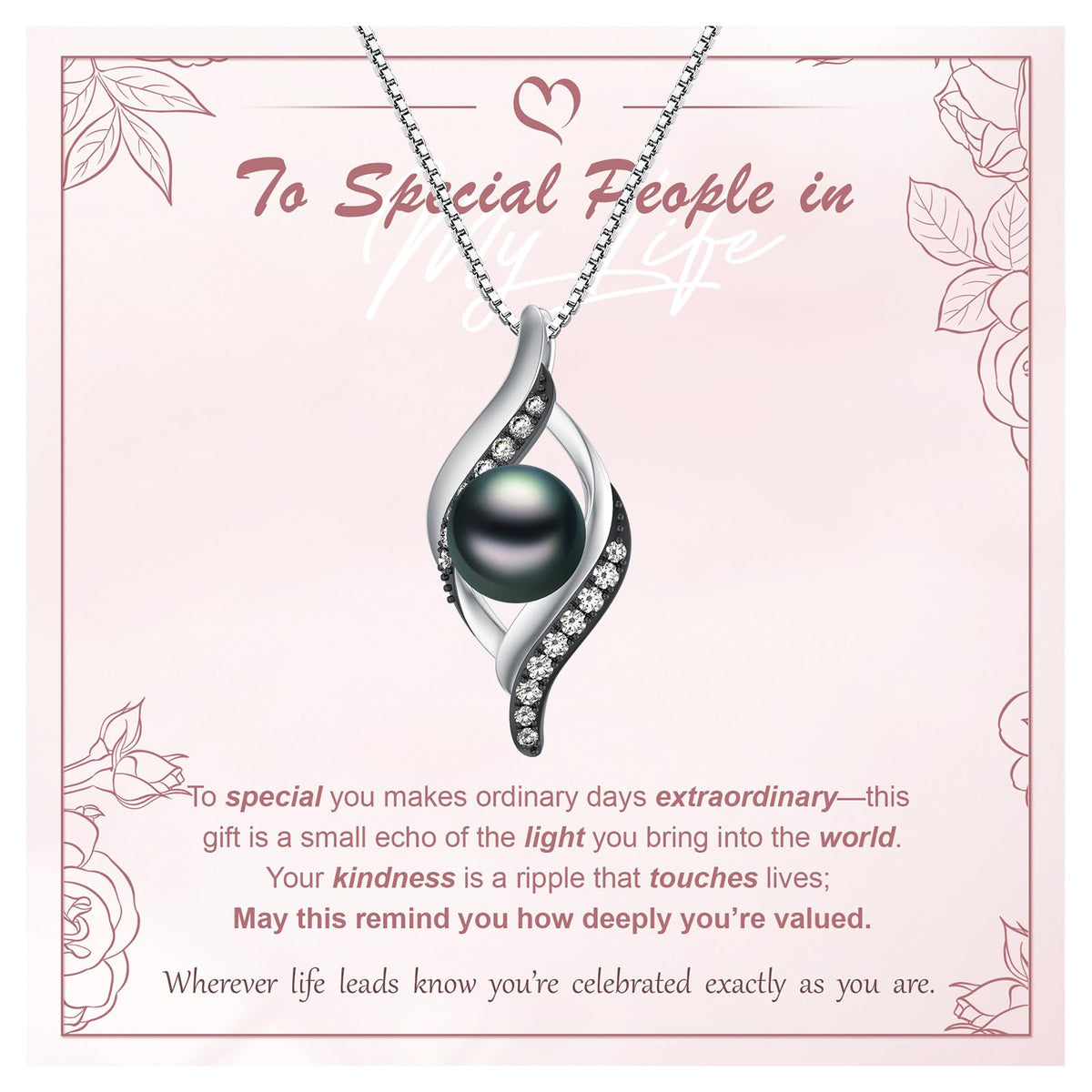 KANNSOAR 9MM Tahitian Black Pearl Pendant Necklace Pearl Jewelry-Wedding Birthday Anniversary Valentines Day Christmas Mothers Day Gifts for Women Wife Mom Girlfriend Her