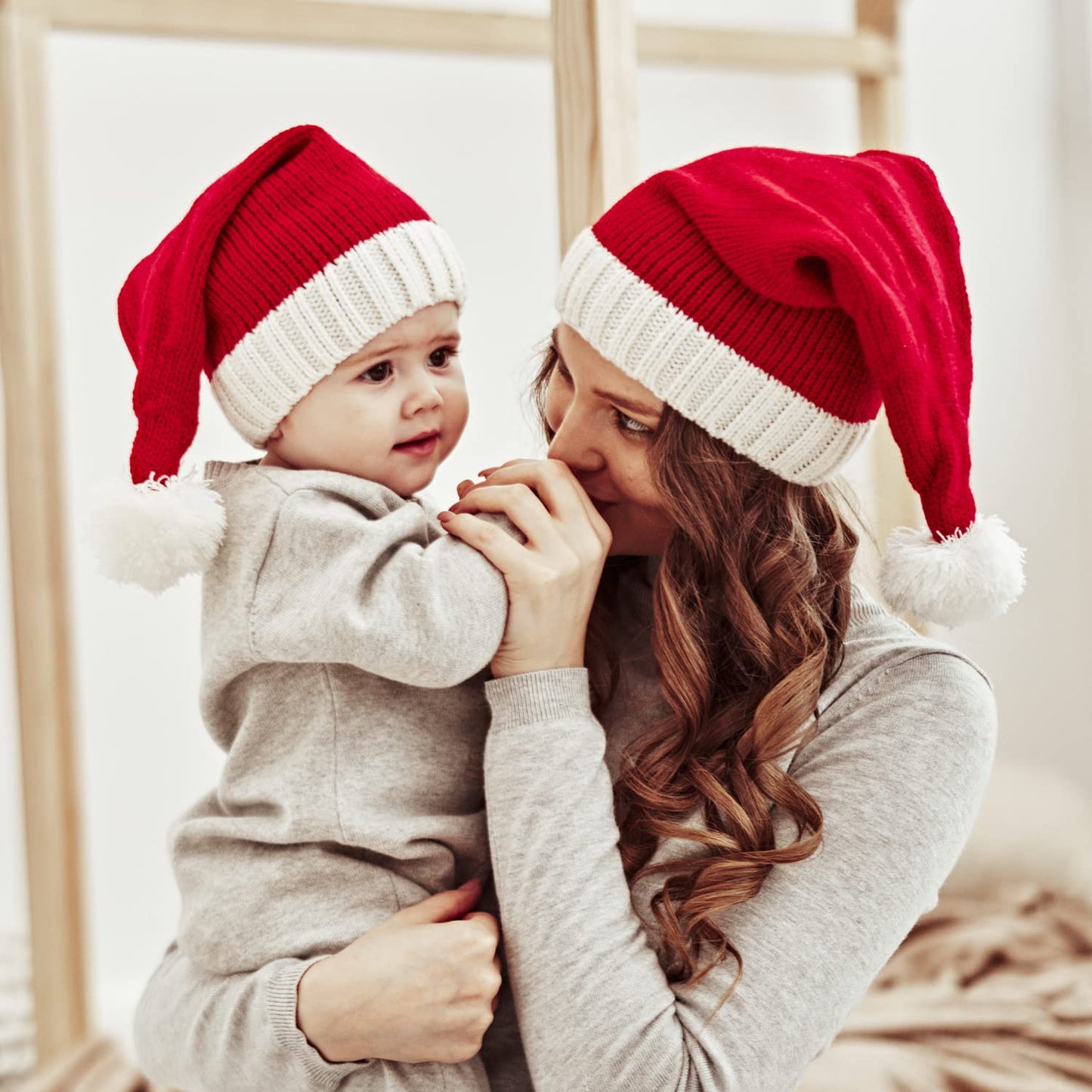 Santa's Knit Beanie Winter Hat - Soft Family Matching Xmas Christmas New Year Gifts for Women - Multicolor