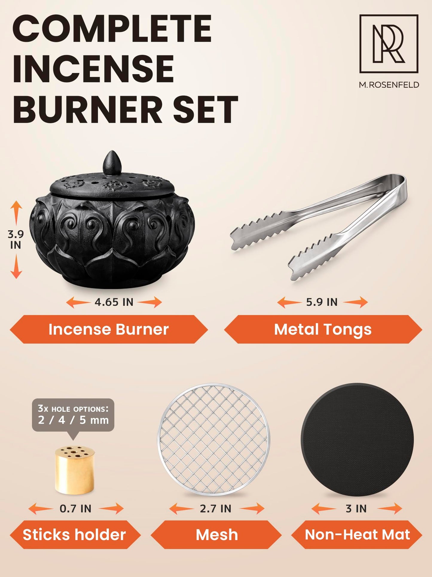 Resin Incense Burner Bowl Set for Charcoal, Frankincense & Resin – Heat-Resistant Censer Incense Holder for Cones & Sticks with Clean Ash Catcher for Home Fragrance, Relaxation & Traditional Use