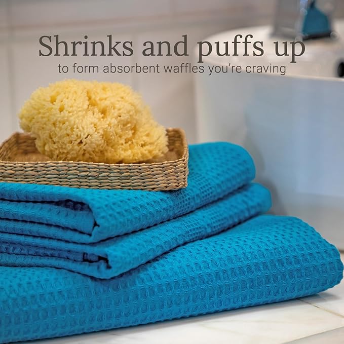 GILDEN TREE Waffle Towel Set Quick Dry Thin | 2 Bath Towels | 2 Hand Towels | 2