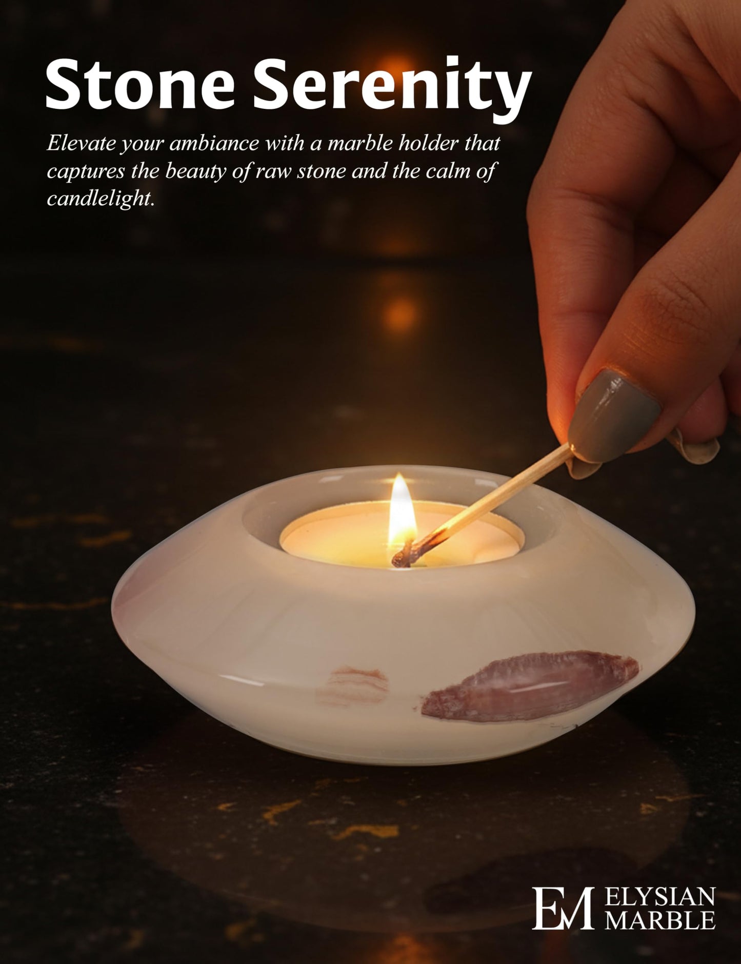 Tealight Candle Holders Set of 2 – Handcrafted Natural Marble Tea Light & Votive Holders, Decorative Stone Candle Holder Pair for Home Décor, Dining Table, Coffee Table & Wedding Decor