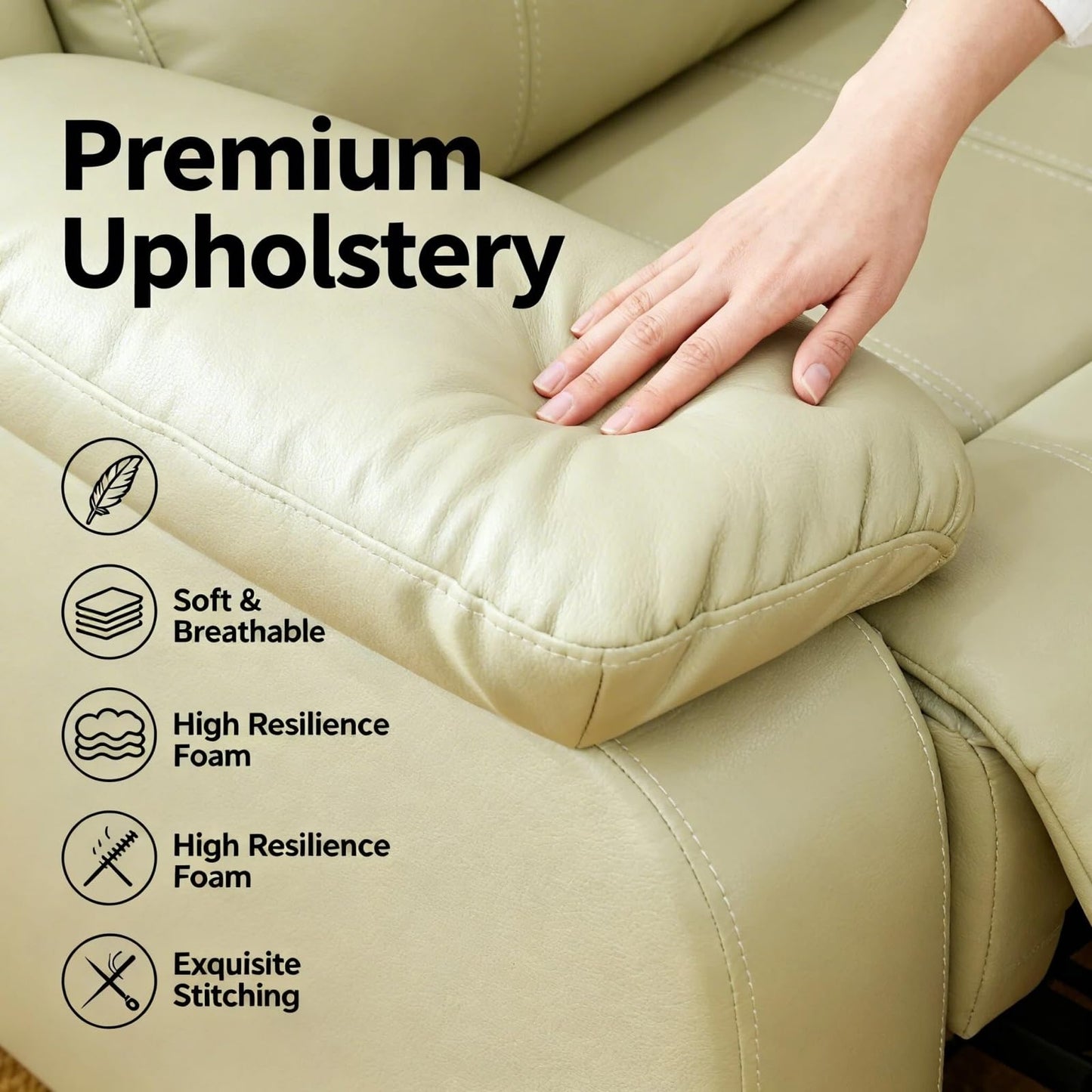 Trygoal Leather Recliner Sofa Set, Living Room Furniture Set, Adjustable Backrest Reclining Loveseat Sofa & Manual Recliner Chair, Comfortable Reclining Seats for Home Theater, Apartment, Beige