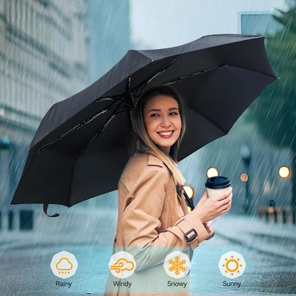 TechRise Umbrella, Compact Strong Windproof Automatic Umbrellas, Folding Lightweight, Portable Travel Golf Umbrella for Rain, One Button Auto Open and Close