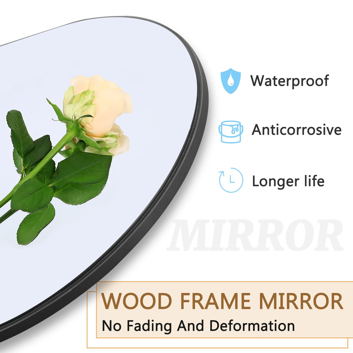 Trvone Arched Full Length Mirror, Wooden Thin Fram,71"x28"Full Body Mirror, Hanging or Leaning Against Wall, Bedroom Mirror, Floor Mirror, Dressing Mirror, Black