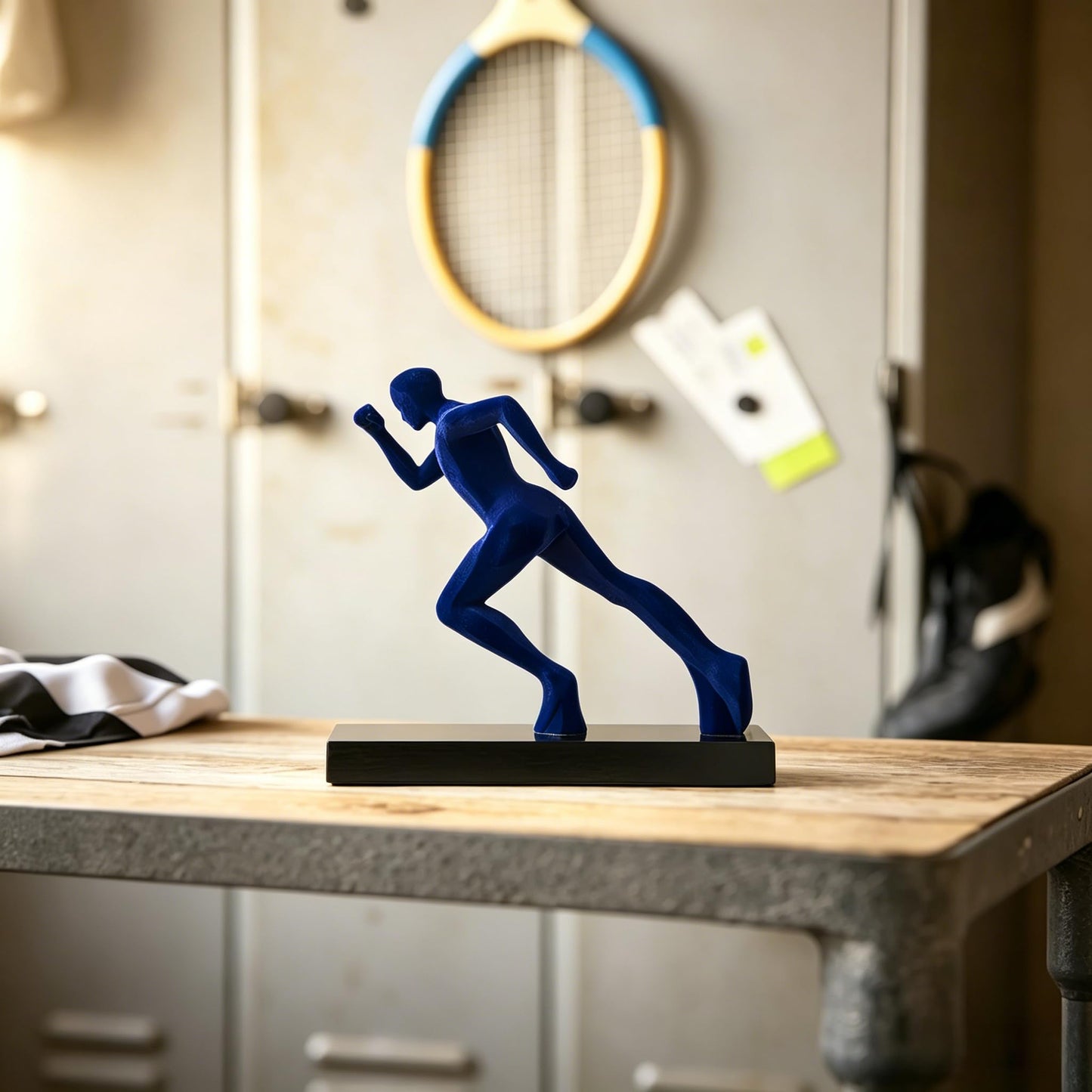 AWNR Handmade Gold Abstract Statue- Exquisite Resin Figurine for Modern Home Decor Living Room Shelf Office Decorations, Perfect for Bookshelf, Desk, and TV Stand Accents. (Blue Runner)