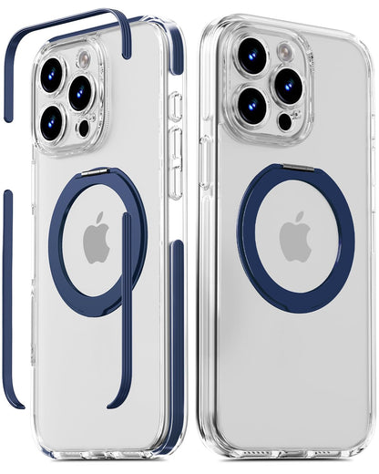 DecaStars Magnetic for iPhone 15 Pro Max Case with 360 Spin Stand [Compatible with MagSafe] [Military-Grade Protection] [Detachable Strip] Anti-Yellowing Slim Case for iPhone 15 Pro Max 6.7", Blue
