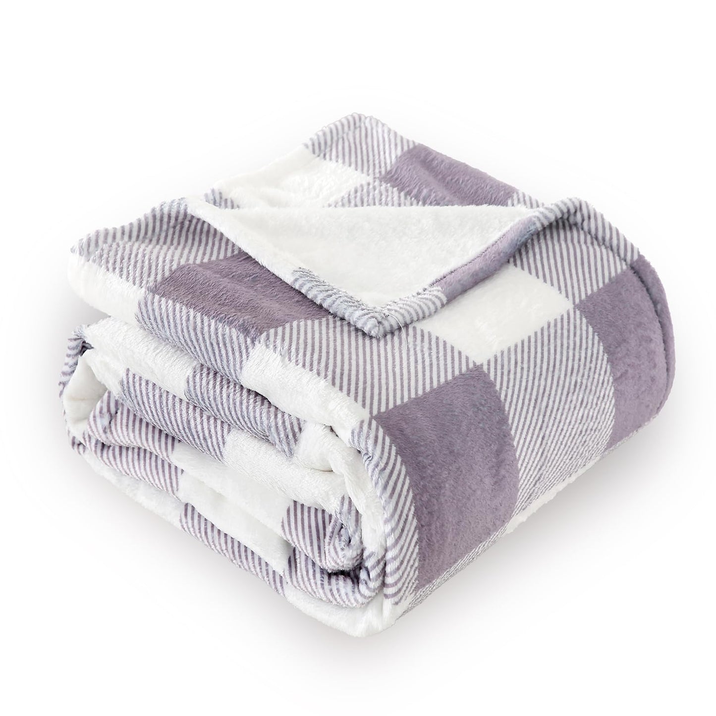PU MEI Throw Blanket, Brushed Fleece Blanket Bedding Throw, Soft & Cozy Home Decor for Bed or Couch (Gray Check, 60"*80")