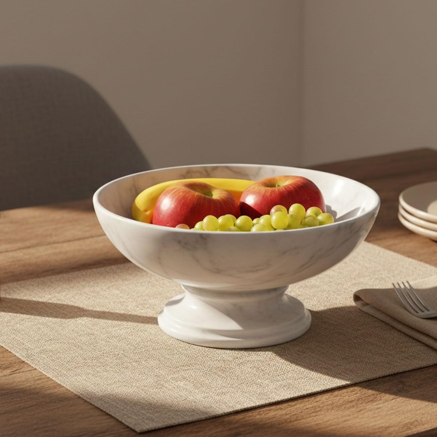 Radicaln Marble Fruit Bowl For Kitchen Counter 10" Inches White Handmade Candy Bowl For Entryway Table, Ideal Decorative Bowl, Serving Bowl and Fruit Holder For Dining Table Centerpiece
