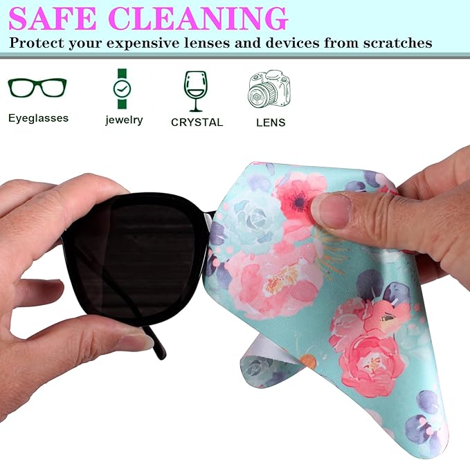12Pcs Multicolor Flowers Drawing Microfiber Cleaning Cloths