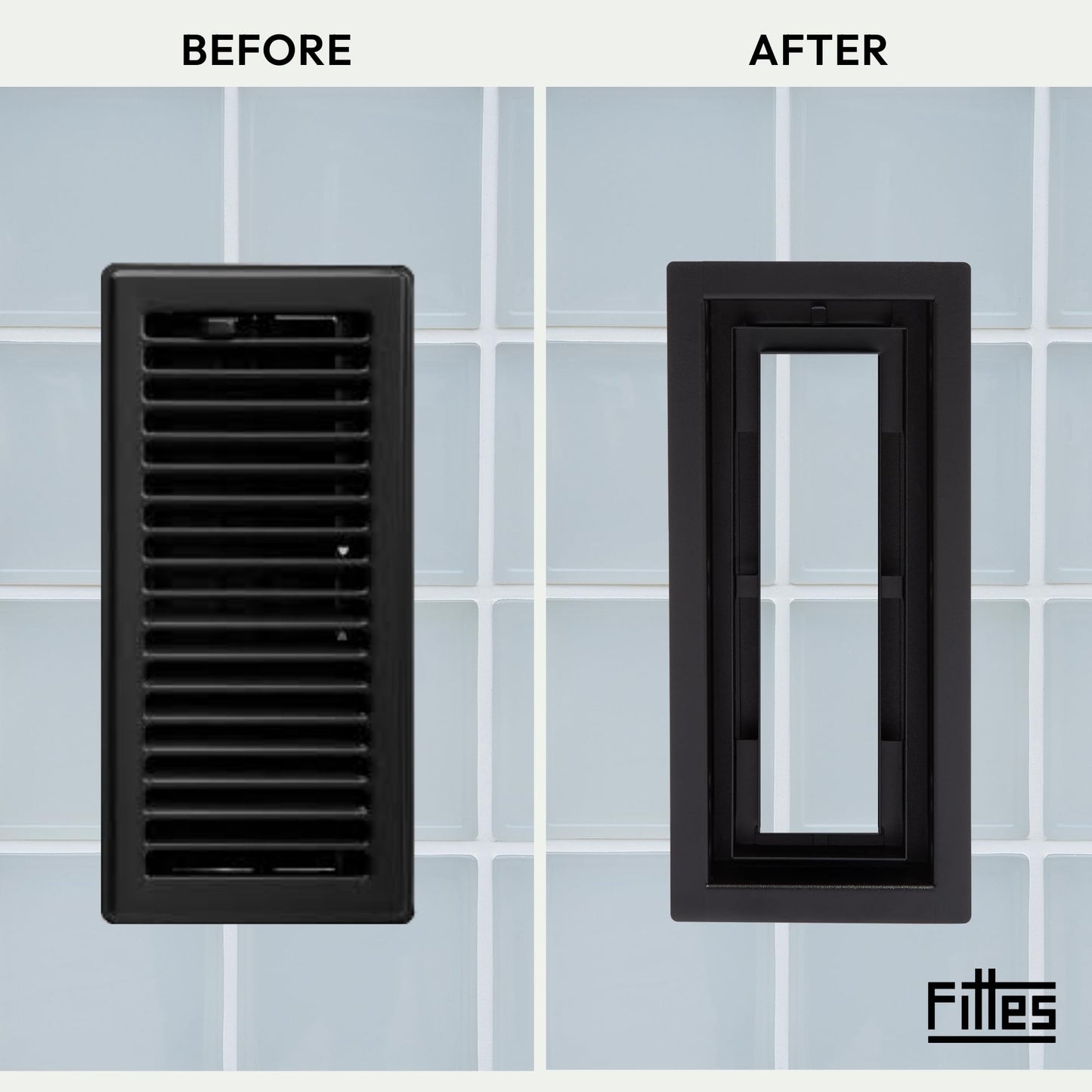 Fittes Framed Floor Vent [Luxe+], Steel HVAC Air Return Register Cover, Customizable Adjustable Increased Airflow Solution for Home Floor, 15-Min DIY Install, Damper Included – 6"x14" – Matte Black