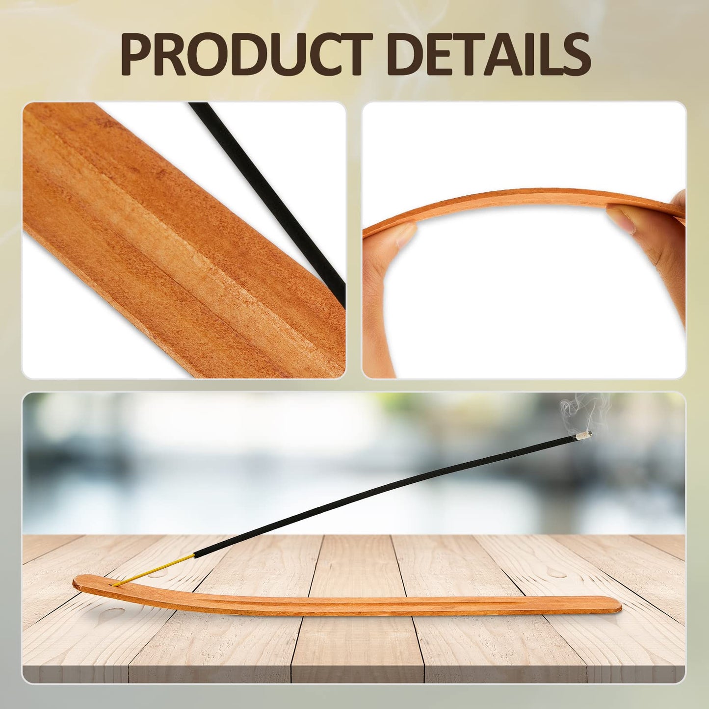 Cunhill 36 Pieces Handmade Wooden Incense Stick Holder Wood Incense Burner Ash Holder Trays for Sticks Home Utilities Accessories and Buddha Hall