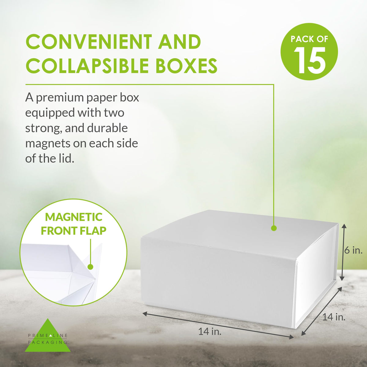 Prime Line Packaging Gift Boxes with Lids, Extra Large White Magnetic Gift Boxes for Presents, Gift Wrapping for Weddings, Storage, Small Business, Bulk, 14x14x6, 15 Pack