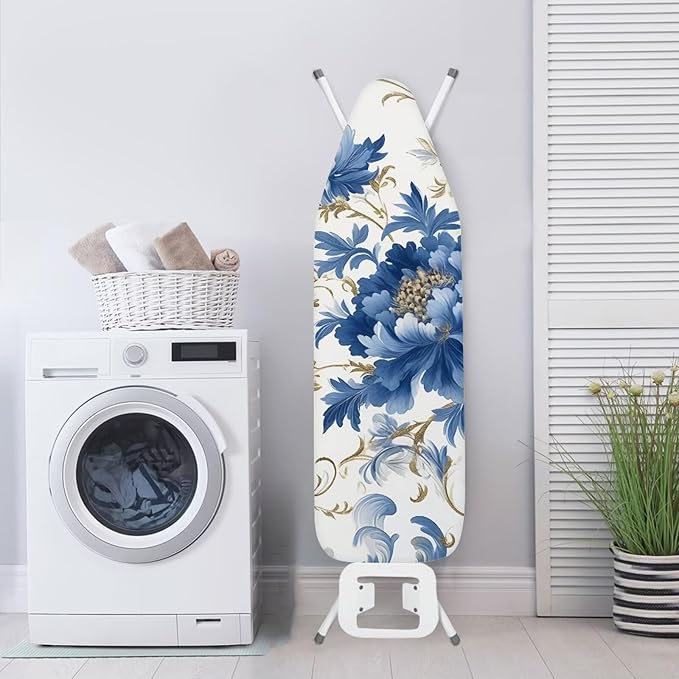 Blue Flowers Ironing Board Cover Thick Soft Ironing Board Protector