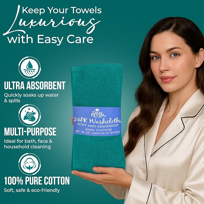DAN RIVER 24 Pack Wash Cloths for Showering